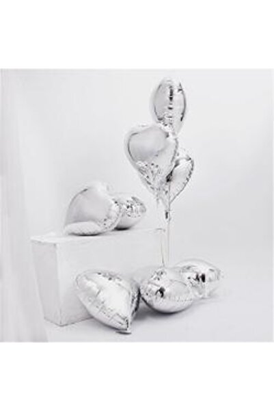 kidspartim Silver Heart Foil Balloon Set 10 Pieces