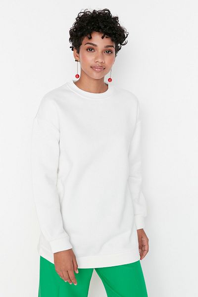 Trendyol Modest Ecru Πλεκτό φούτερ με λαιμόκοψη TCTAW23TW00012