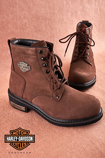 Harley Davidson Gibson Motor Cycles Hakiki Deri Erkek Bot