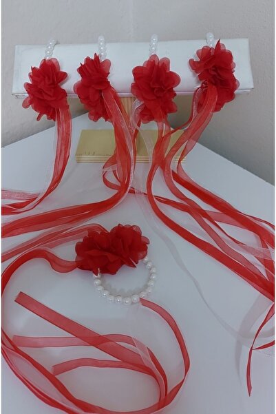 ecrin tuhafiye hobi Kırmızı Nedime Bileklik 5 Adet