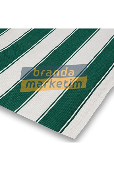 Branda Marketim Pamuklu Balkon Brandası/açık Yeşil-beyaz Çizgili