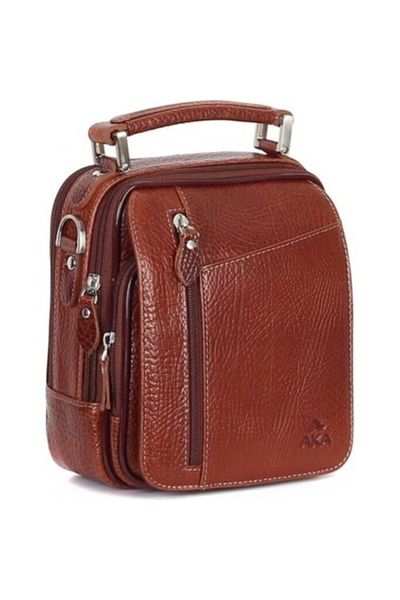 Aka Deri 366 Genuine Leather Men's Messenger Bag - Tan