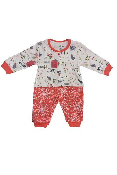 Aziz Bebe Tiny Animal Patterned Snap-on Footless (without booties) Jumpsuit 0-6 Months