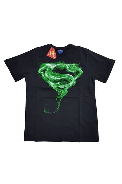 Superman Men's Black Original Licensed T-shirt green Logo