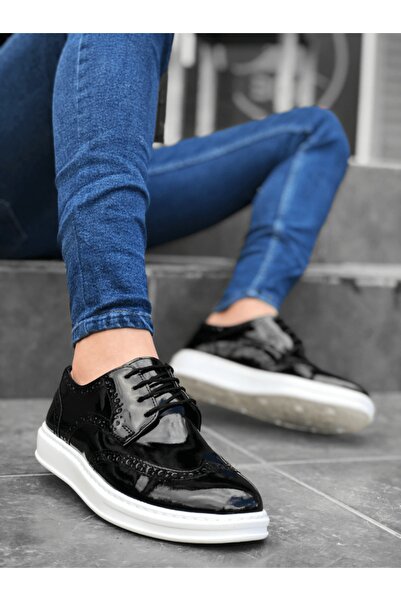 BPM BA0003 Pantofi casual pentru bărbați, cu șireturi, cu talpă clasică, neag...