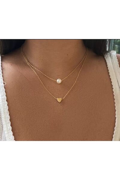Everglow Jewelry Minimal Kalp Kolye Ve Inci Kolye