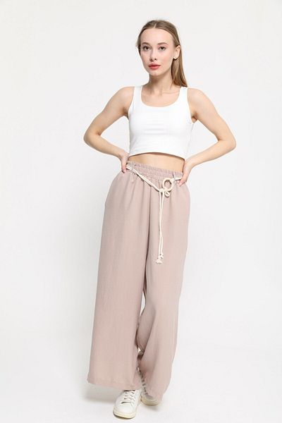 BEBE PLUS Women's Wide Leg Elastic Waist Palazzo Trousers 25763 Mink