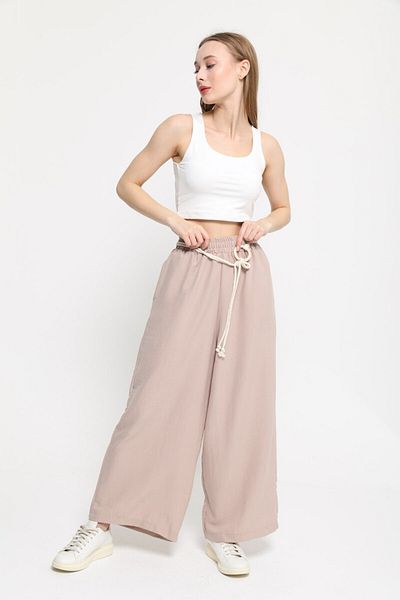 BEBE PLUS Women's Wide Leg Elastic Waist Palazzo Trousers 25763 Mink