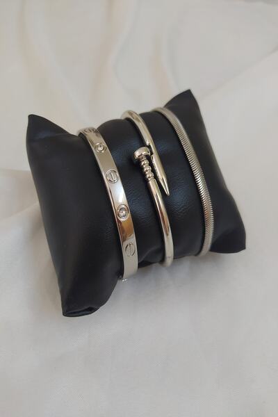 KOBA Gümüş Kaplama Unısex Kombin Bileklik