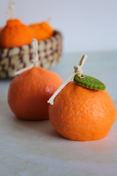 Morf Tangerine Mandalina Meyve Şeklinde Mandalina Kokulu Doğal El Yapımı Vegan Mum (tekli)