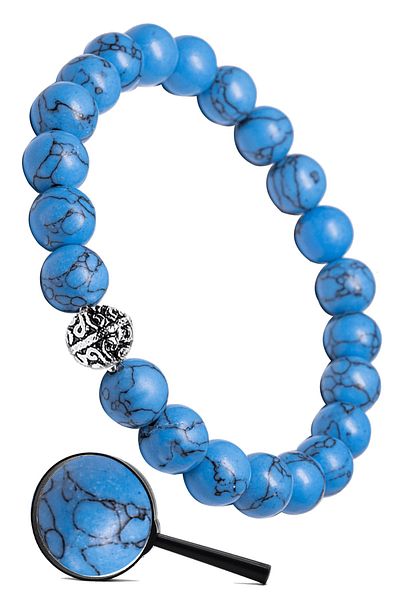 Tesbih Atölyesi Natural Turquoise Stone Bracelet with Certified Silver Device
