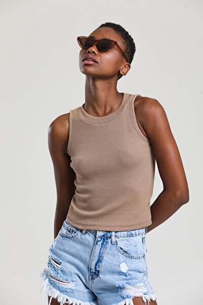 CATSPY Kadın Halter Yaka Fitilli Crop Bluz
