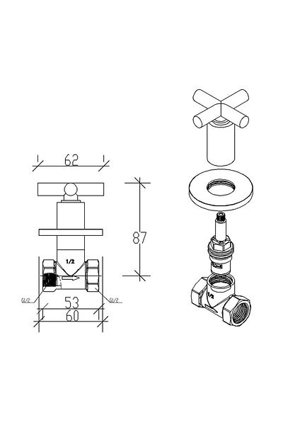 Tema Built-in Stop Valve (brass)