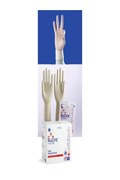 NULIFE Lateks Cerrahi Eldiven Steril Pudralı-7.5 Numara- 1 Kutu (50 Çift)