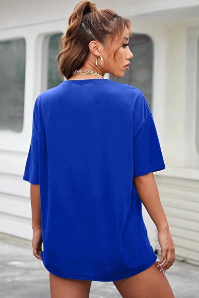 MODAGEN Γυναικείο μπλουζάκι Oversize Sax Blue Los Angeles με στάμπα