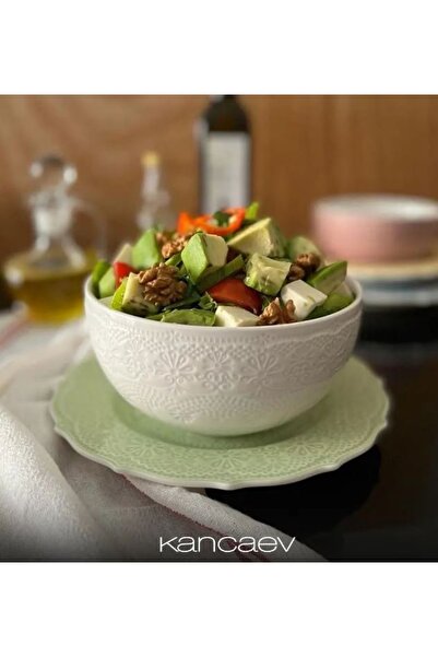 KANCAEV Lace Collection Dinner Plate, 26cm. Green Sold as a Set of 2