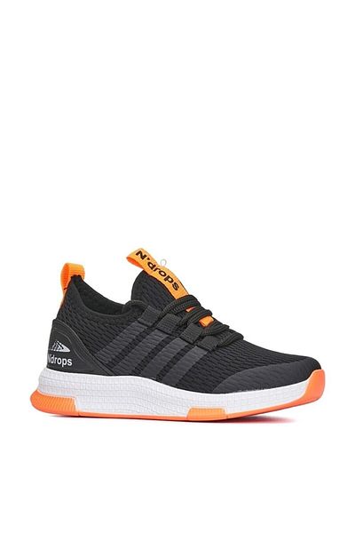 Ndrops 02 Pantofi sport pentru copii, cu plasă, vară, ortopedice, confortabile, ușoare, negru portocaliu