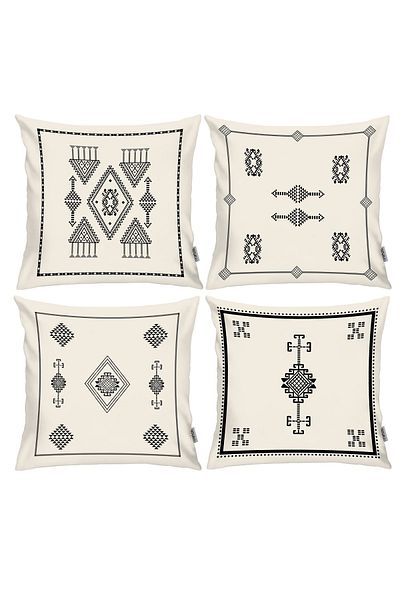 RİTMOHOME Κάλυμμα μαξιλαριού ριχτάρι 4 τεμαχίων Scandinavian Ethnic Motif