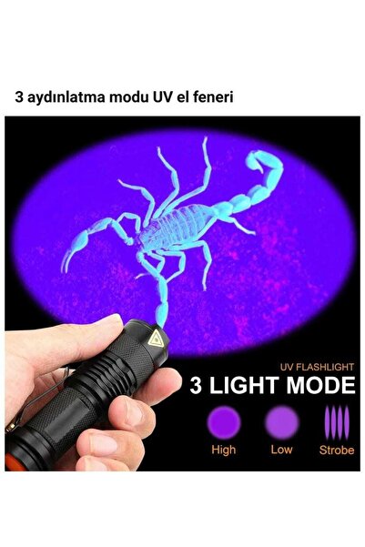 Genel Markalar Ultra hafif Ultraviyole Zoom Mini Uv Siyah Işık Pet Idrar Lekeleri Dedektörü Mor Kamp