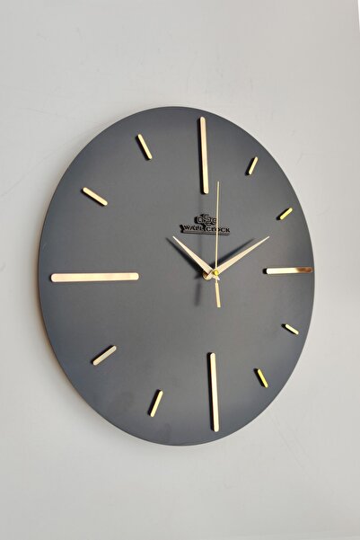 aSSe Tasarım Özel Aynalı Duvar Saati Sessiz Siyah & Gold Mekanizma 37x37cm