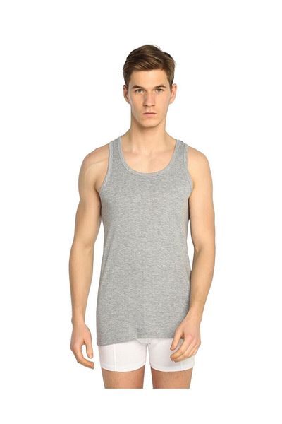 Tutku Utku Men's Gray and Black Colored Cotton Undershirt 12-Piece Pack Comes in One Color