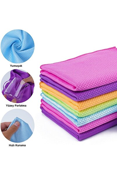 Vizyon Park 3'lü Mikrofiber Temizlik Bezi Baklava Desen Cam Bezi Toz Leke Bırakmaz 40x40 Cm