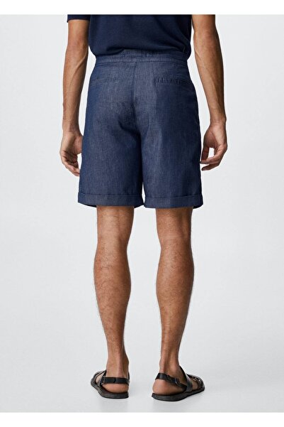 MANGO Man Ip Detaylı Denim Bermuda Şort