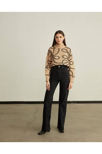 LİMABEL Andrea X Black Straight Fit Jean Femei Power Lycra Femei Talie înaltă Gatherer