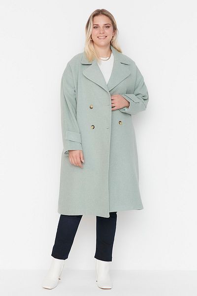 Plus size green coat sales