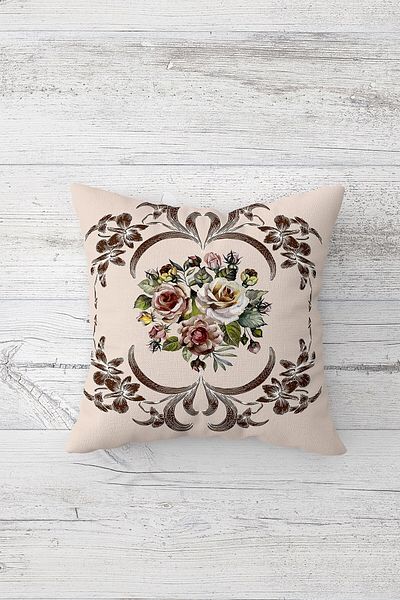 on the clouds Vintage Rose Bouquet Μαξιλαροθήκη με κρυφό φερμουάρ με στάμπα διπλής όψης Μαξιλαροθήκη για καναπέ