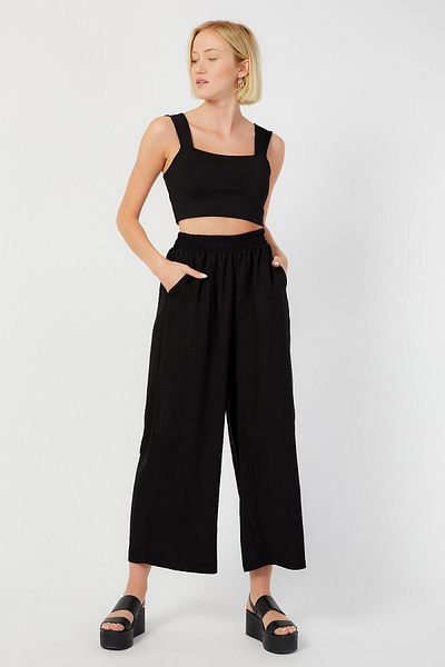 LAMODEMAPASS Women's Black Loose Culotte Trousers