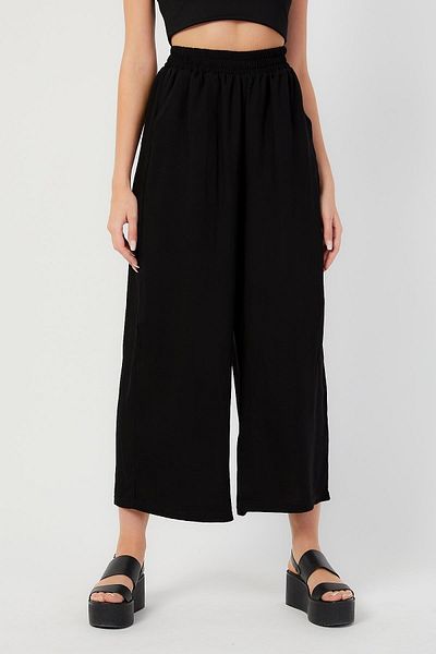 LAMODEMAPASS Women's Black Loose Culotte Trousers