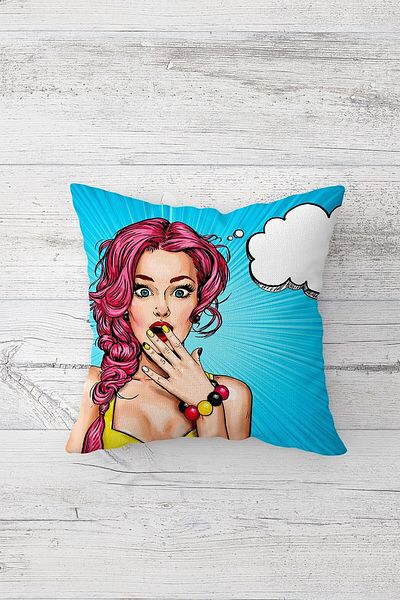 on the clouds Pop Art Girl Față de pernă cu fermoar ascuns imprimat pe o parte