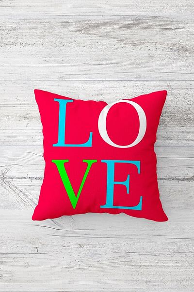on the clouds Red Backdrop Love Written One Side Printed Hidden Zipper Pillow Case Throw Pillow Pillow Case