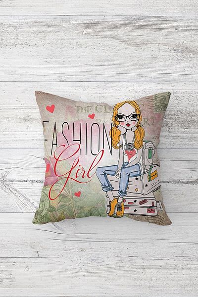 on the clouds Fashion Girl Husă de pernă cu fermoar ascuns, imprimată pe două fețe, pentru scaun