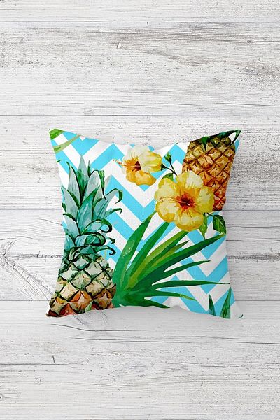 on the clouds Tropical Pineapple Zigzag One Side Print Husă de pernă cu fermoar ascuns Husă de pernă pentru scaun