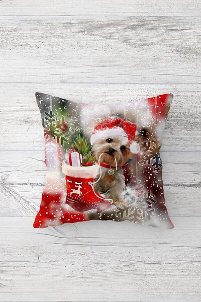 on the clouds New Year Chrsitmas Dog Single Side Hidden Zipper Pillowcase Throw Pillow Sofa Cushion Case