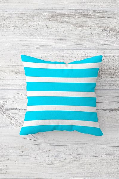 on the clouds Blue White Stripes One Side Printed Hidden Zipper Pillow Case Throw Pillow Sofa Pillow Case