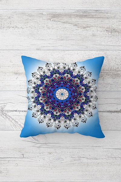 on the clouds Față de pernă cu fermoar ascuns cu model de mandala geometrică etnică