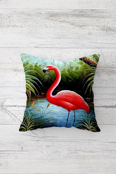 on the clouds Față de pernă cu fermoar ascuns imprimat pe o parte cu model flamingo