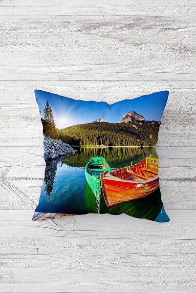 Pelangi غطاء وسادة بسحاب مخفي مطبوع على الوجهين بتصميم منظر طبيعي من انعكاس ا...