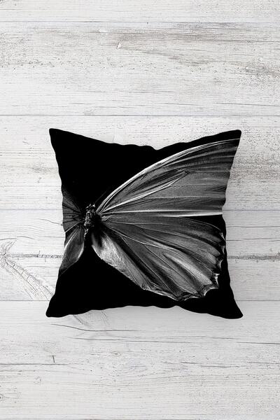 Pelangi غطاء وسادة بسحاب مخفي مطبوع على الوجهين بنمط الفراشة الفضية