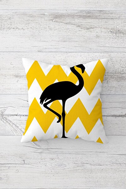 Pelangi الأصفر متعرج فلامنغو الطباعة على الوجهين المخفية انغلق وسادة رمي وساد...