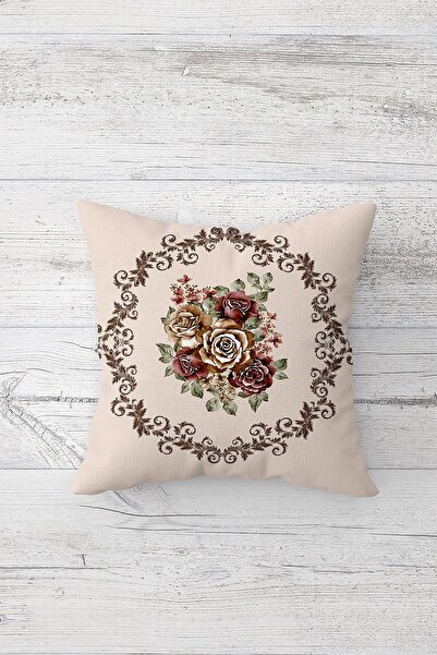 Pelangi باقة ورد ملونة عتيقة على شكل دائرة مزدوجة الجوانب وسادة بسحاب مخفي وس...