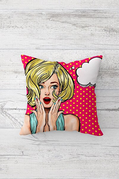 Pelangi Pop Art Karikatür Desenli Çift Tarafı Baskılı Gizli Fermuarlı Yastık ...