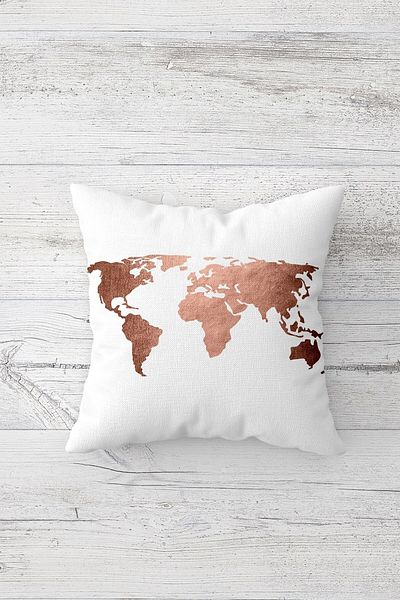 Pelangi World Map Pattern Double Sided Printed Hidden Zippered Pillowcase Throw Pillow Seat Pillowcase