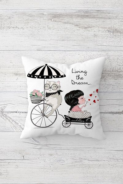 linazaitun One Side Printed Hidden Zipper Decorative Pillowcase Throw Pillow Case Seat Pillowcase