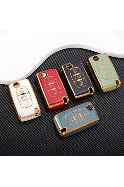 AYZ GARAGE Peugeot-citroen (3 butoane) husă gri din material TPU pentru chei