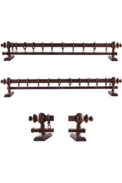 Orlenda Ceviz Ahşap Rustik Perde Askısı Tek Raylı Rustik Borusu 100 Cm