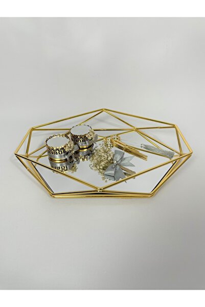 kolaycalışveriş Söz Nişan Tepsisi- Yüzük Tepsisi -gold Krem Söz Tepsisi